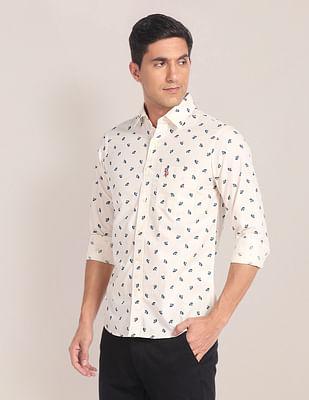 cutaway collar floral print shirt