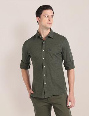 cutaway collar heathered shirt