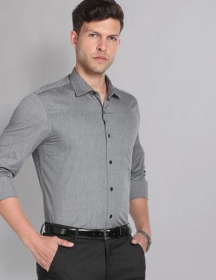 cutaway collar solid cotton formal shirt
