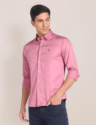 cutaway collar solid shirt