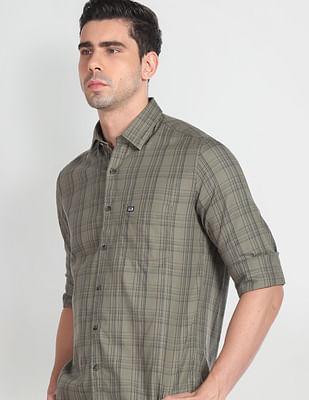 cutaway collar tartan check shirt