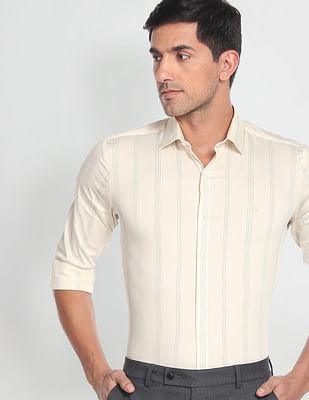 cutaway collar vertical stripe formal shirt