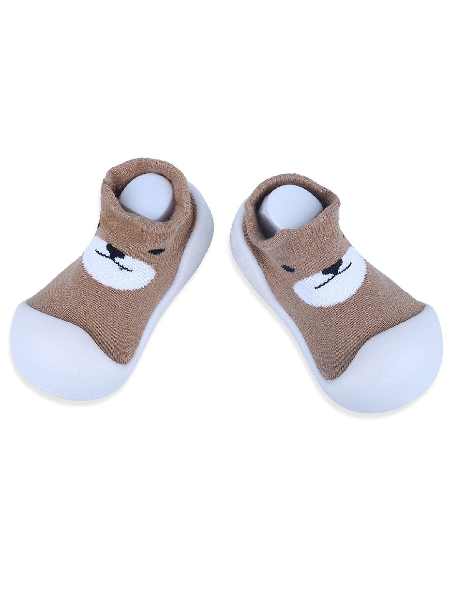 cute-bear-rubber-comfortable-sole-slip-on-sock-shoes---brown