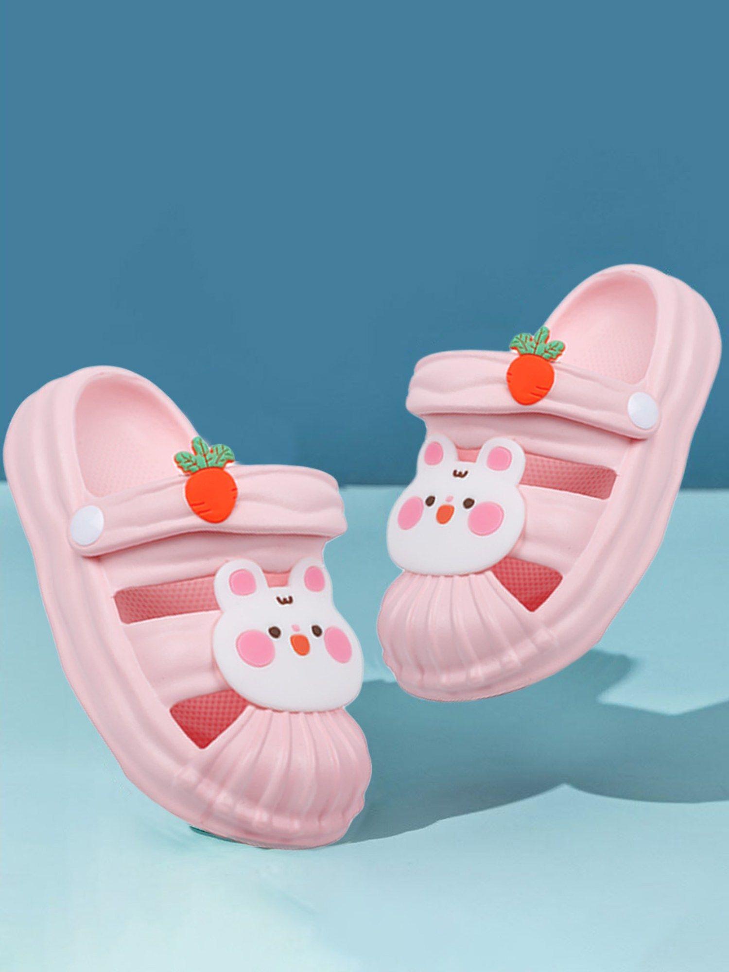 cute bunny applique waterproof anti skid sling back clogs pink