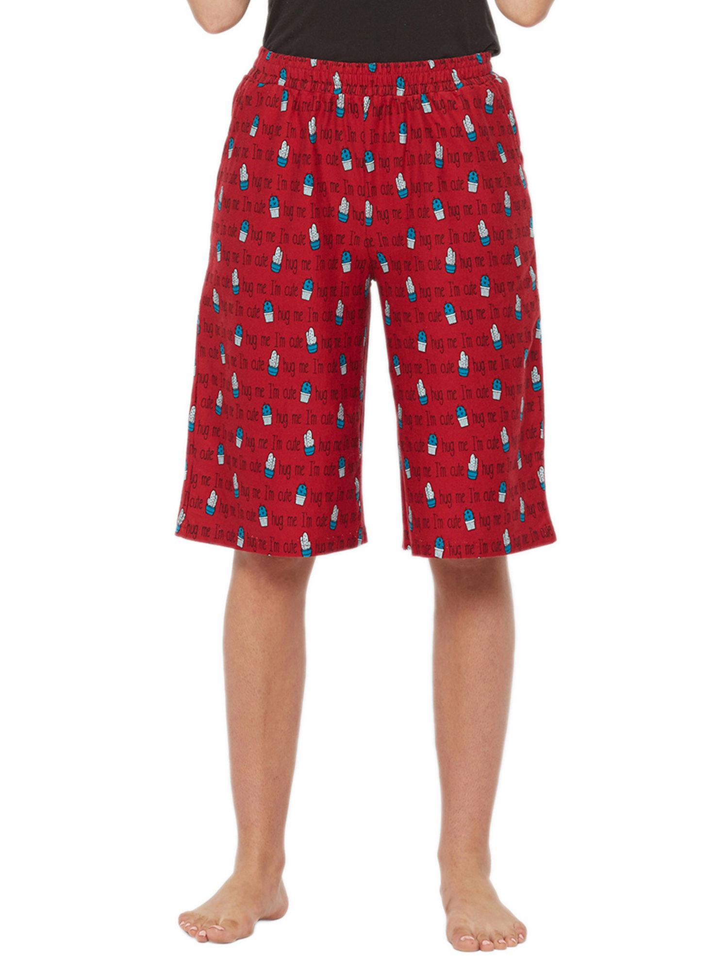 cute cactus print capri - maroon