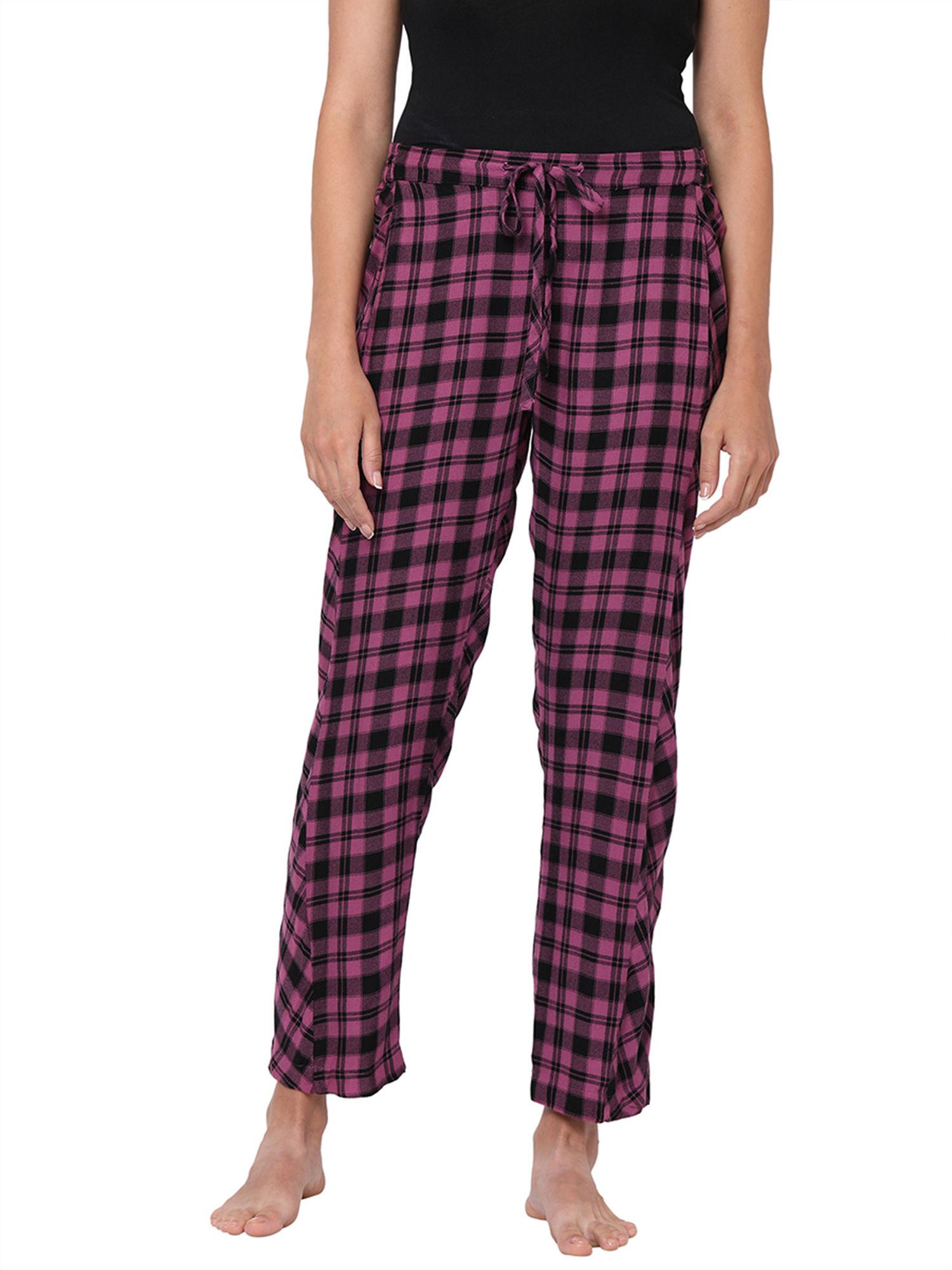 cute pink, black checked rayon pyjamas