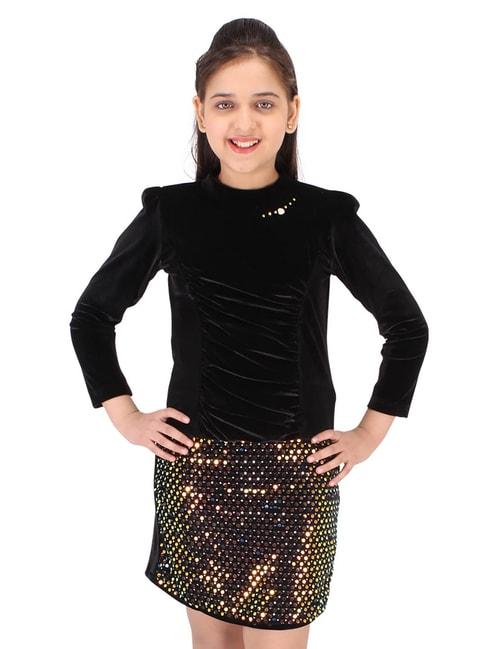 cutecumber-kids-black-embellished-top-with-skirt