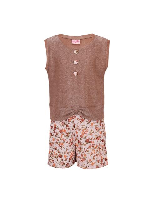 cutecumber-kids-brown-printed-top-with-shorts
