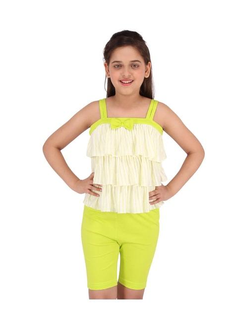 cutecumber-kids-green-&-white-striped--top-with-shorts
