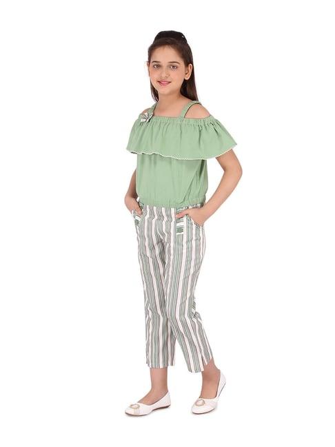 cutecumber-kids-green-&-white-striped-top-with-culottes