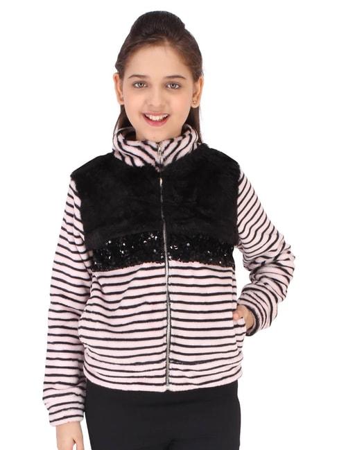 cutecumber kids pink & black striped sweatshirt