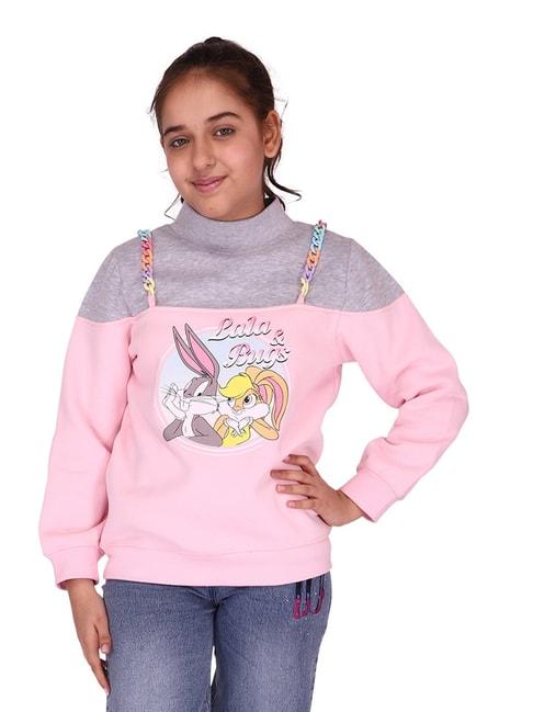cutecumber kids pink & grey printed  sweatshirt