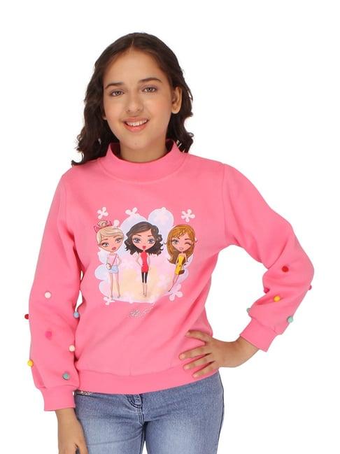cutecumber kids pink printed full sleeves sweatshirt
