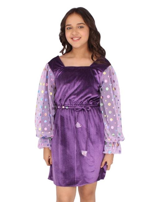 cutecumber kids purple solid full sleeves shift dress