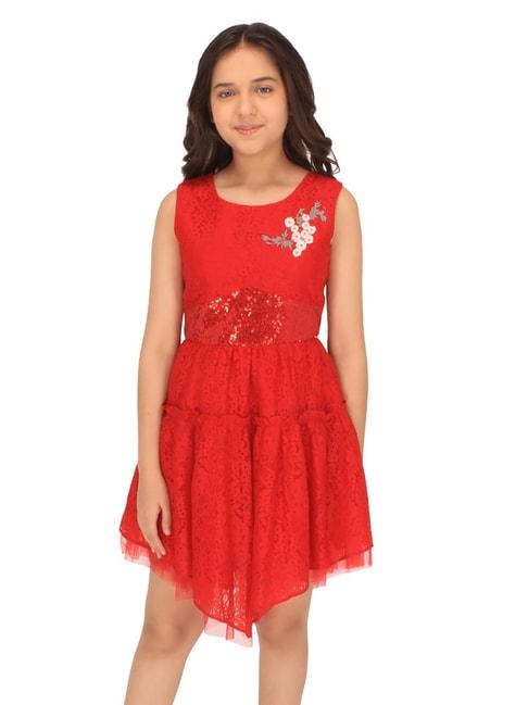 cutecumber kids red embellished dress