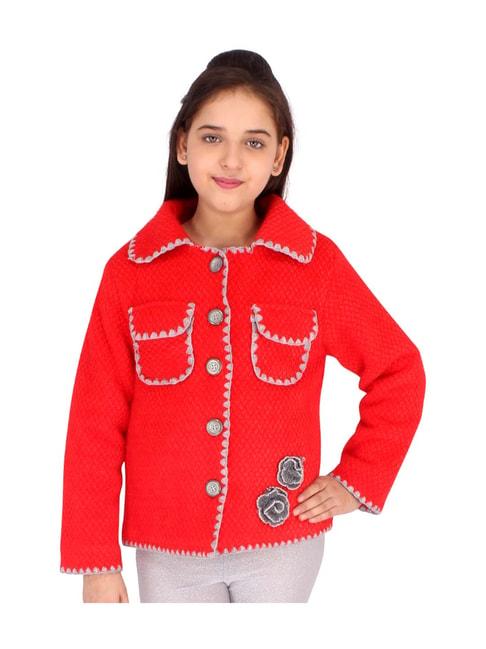 cutecumber kids red self pattern jacket