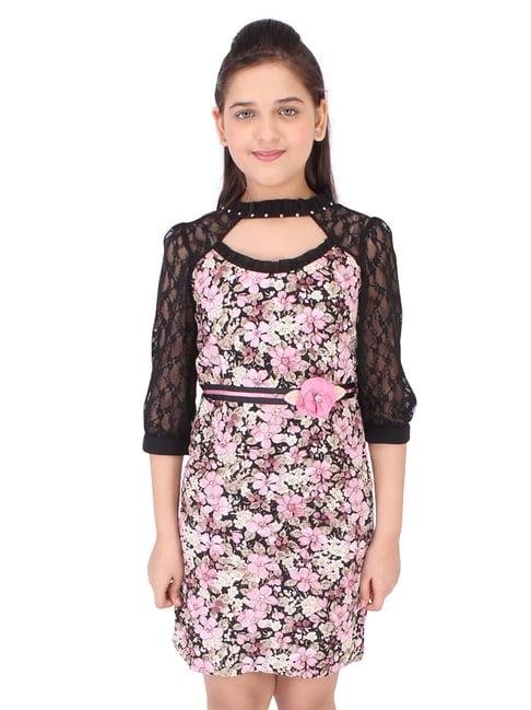 cutecumber kids black & pink printed dress