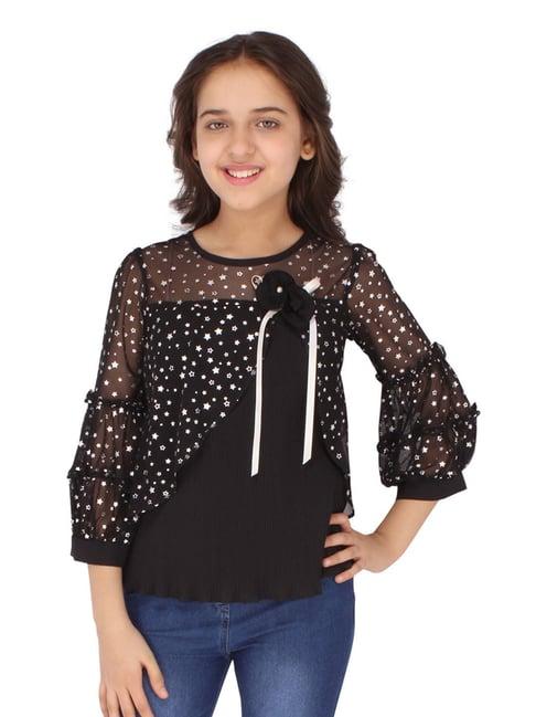 cutecumber kids black printed top