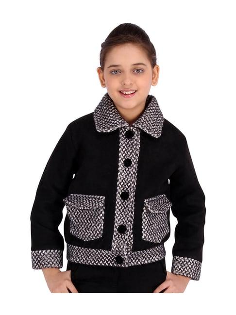cutecumber kids black self pattern coat