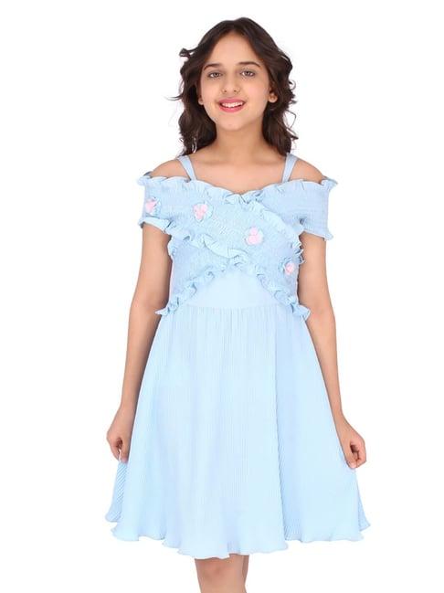 cutecumber kids blue applique dress