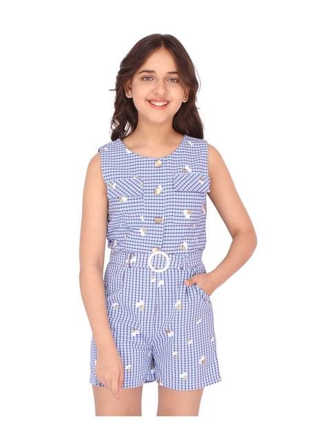 cutecumber kids blue checkered jumpsuits