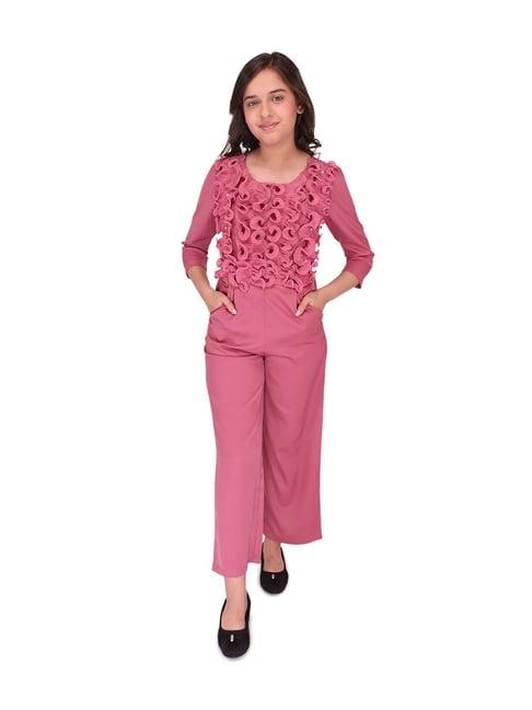 cutecumber kids dusty pink applique  jumpsuit