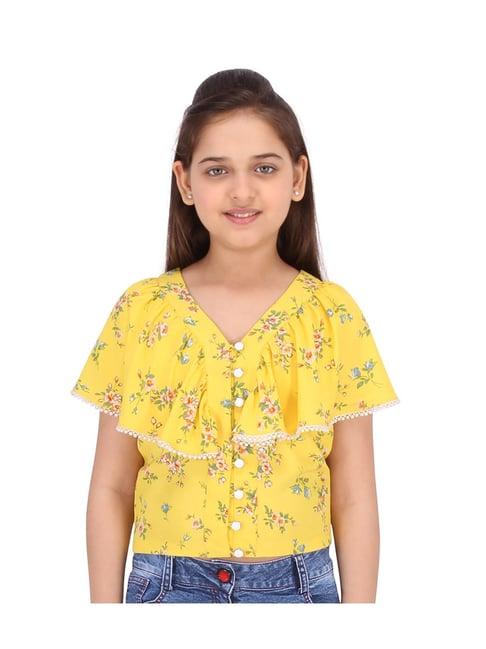 cutecumber kids floral print yellow top