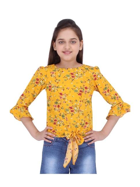 cutecumber kids floral print yellow top