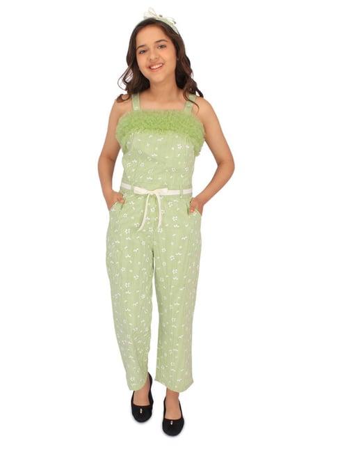 cutecumber kids green floral print jumpsuit