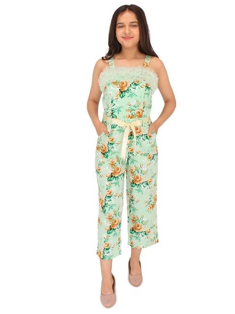 cutecumber kids green floral print jumpsuit