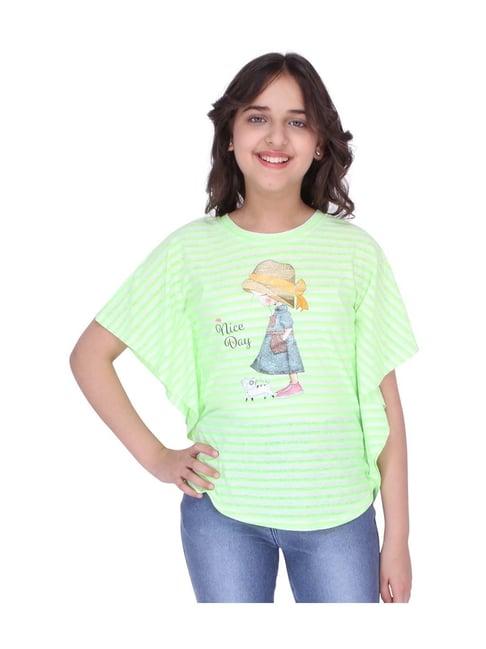 cutecumber kids green striped casual top