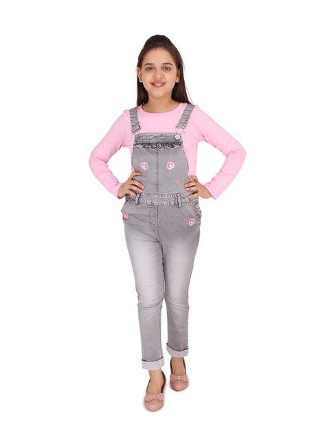 cutecumber kids grey patch work dungaree set