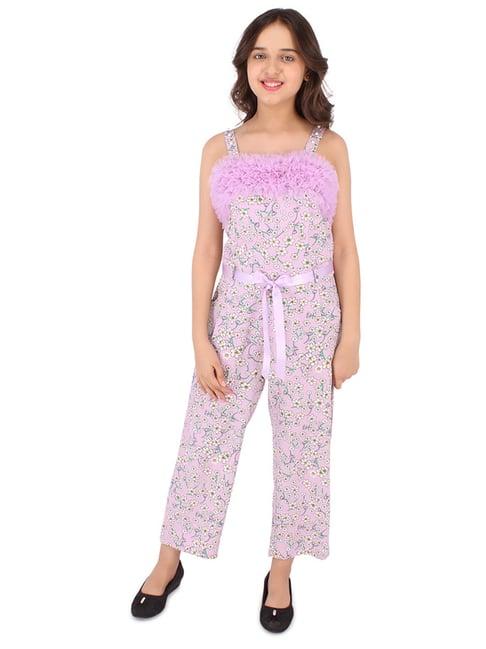 cutecumber kids lavender floral print jumpsuit