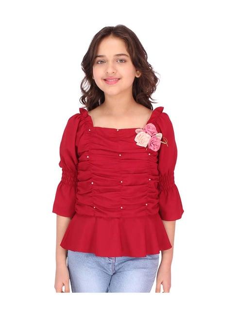 cutecumber kids maroon regular fit top