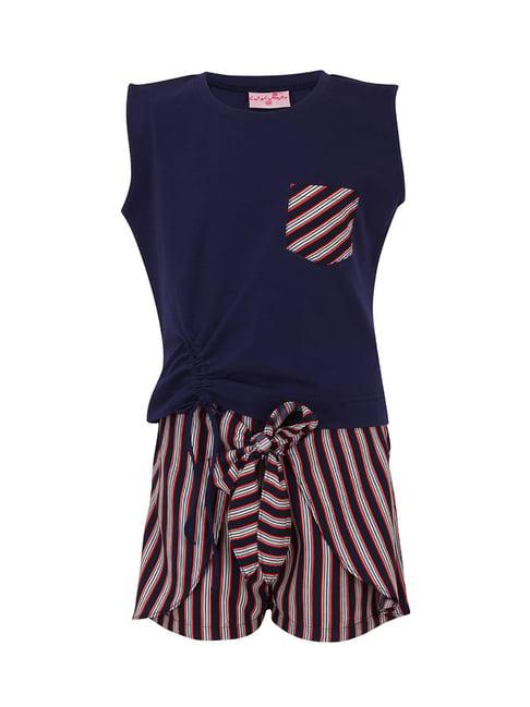cutecumber kids navy & white striped  top with shorts