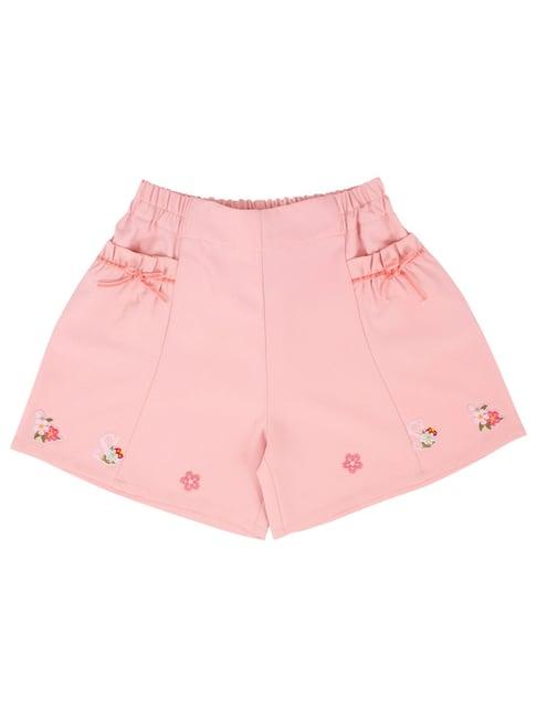 cutecumber kids peach embroidered shorts