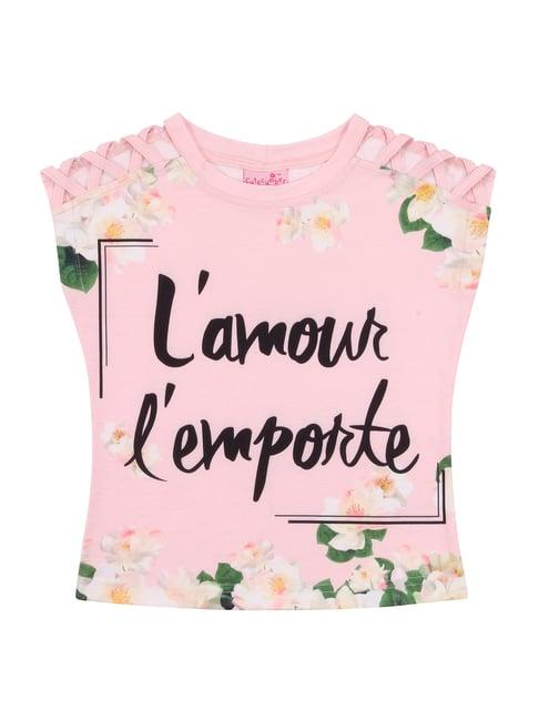 cutecumber kids peach floral print t-shirt