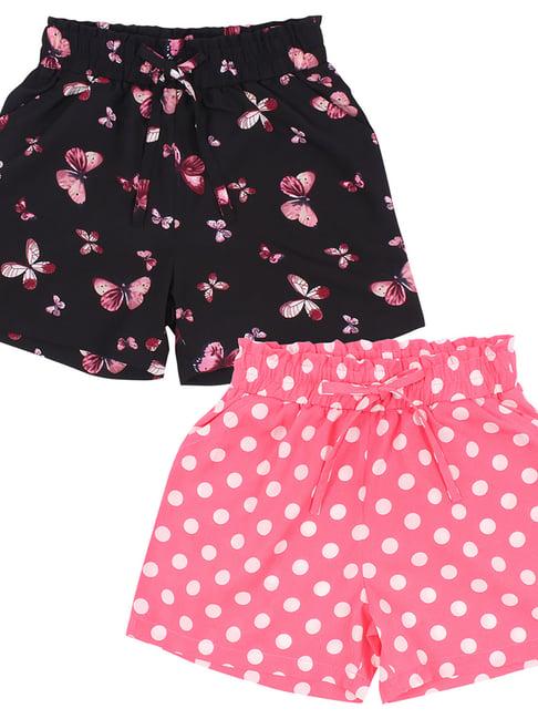 cutecumber kids pink & black printed shorts (pack of 2)