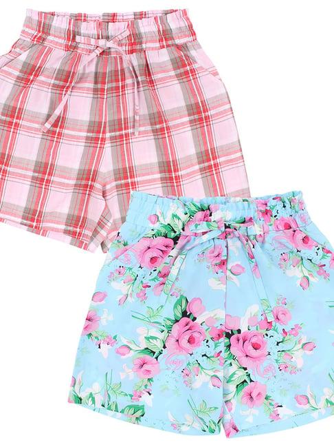 cutecumber kids pink & blue printed shorts (pack of 2)