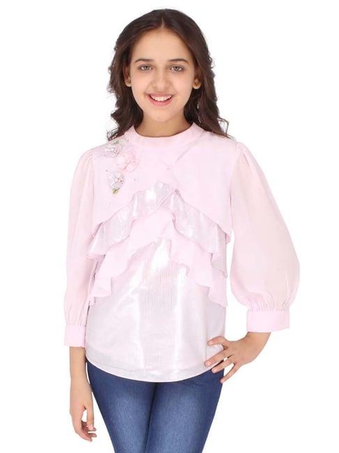 cutecumber kids pink applique full sleeves top