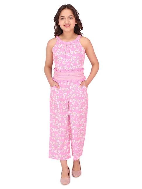 cutecumber kids pink floral print jumpsuit