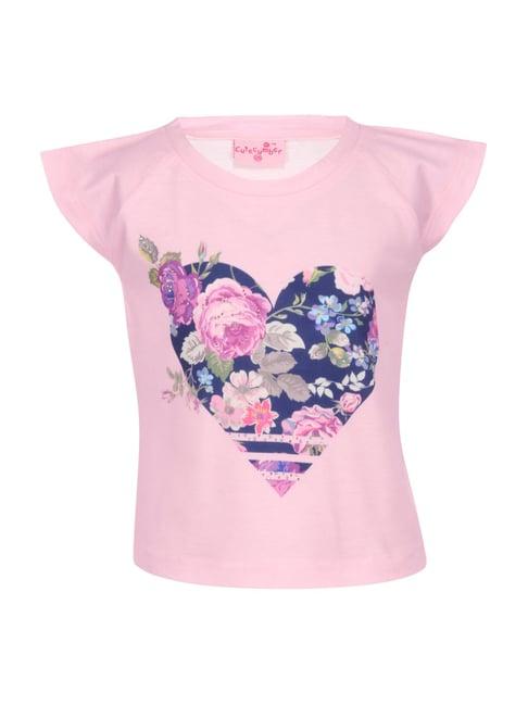 cutecumber kids pink floral print t-shirt