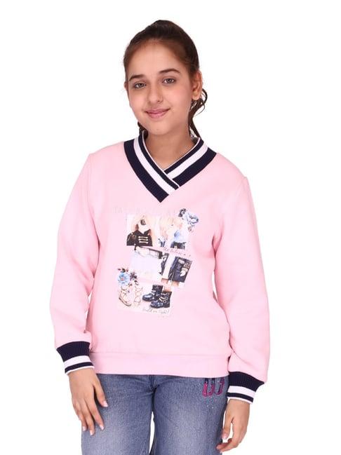 cutecumber kids pink printed  sweatshirt