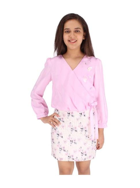cutecumber kids pink printed full sleeves dress