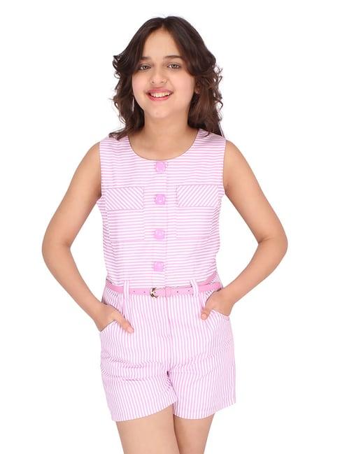 cutecumber kids pink striped playsuit with belt