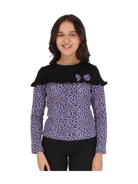 cutecumber kids purple & black printed full sleeves top