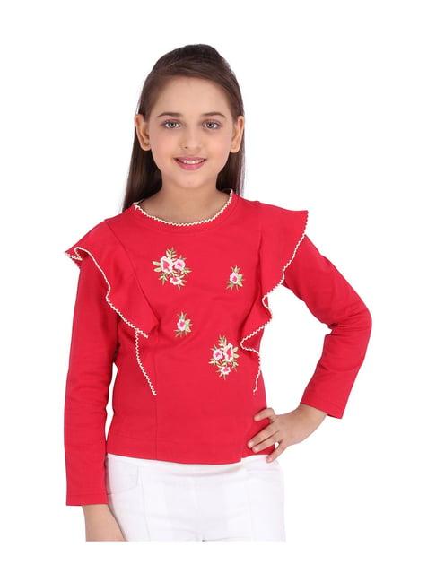 cutecumber kids red embroidered top