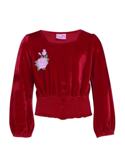 cutecumber kids red embroidered top