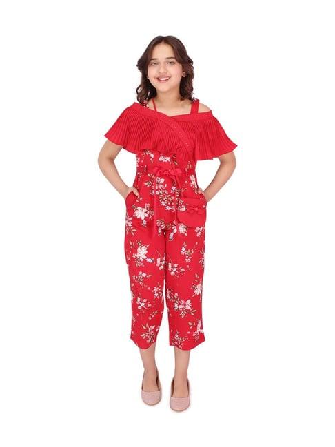 cutecumber kids red printed jumpsuit