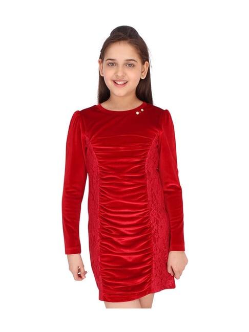 cutecumber kids red regular fit dress